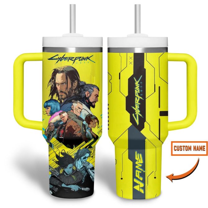Cyberpunk 2077 Games Custom Stanley Quencher 40Oz Stainless Steel Tumbler - Image 2