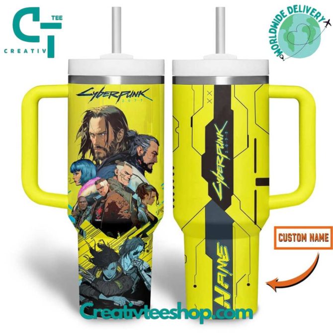 Cyberpunk 2077 Games Custom Stanley Quencher 40Oz Stainless Steel Tumbler With Handle - Image 2