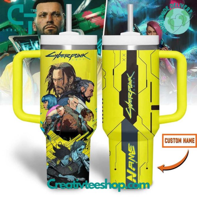 Cyberpunk 2077 Games Custom Stanley Quencher 40Oz Stainless Steel Tumbler With Handle