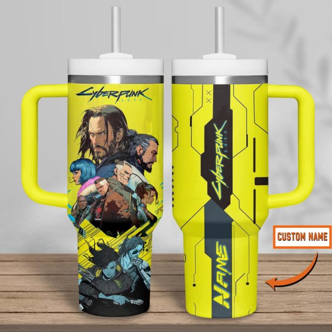 Cyberpunk 2077 Games Custom Stanley Quencher 40Oz Stainless Steel Tumbler - Image 3