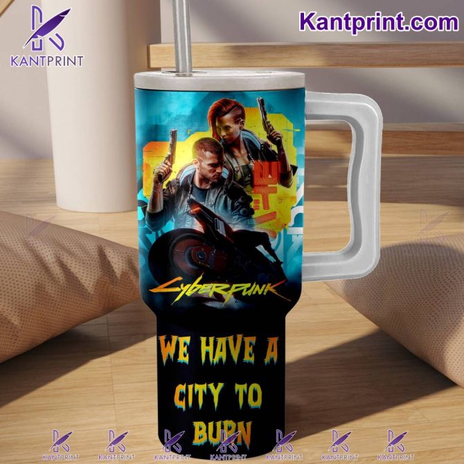 Cyberpunk Games Custom Stanley Quencher 40Oz Stainless Steel Tumbler With Handle - Image 2