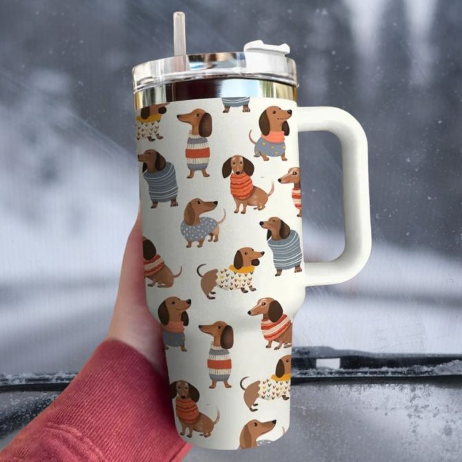 Dachshund Dog Custom Stanley Quencher 40Oz Stainless Steel Tumbler
