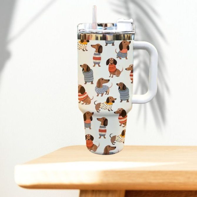 Dachshund Dog Custom Stanley Quencher 40Oz Stainless Steel Tumbler - Image 5