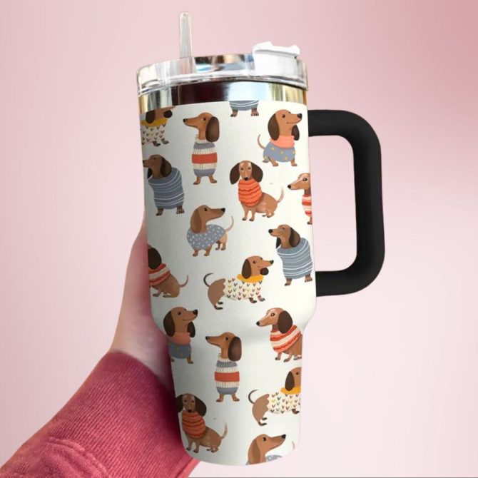 Dachshund Dog Custom Stanley Quencher 40Oz Stainless Steel Tumbler - Image 4