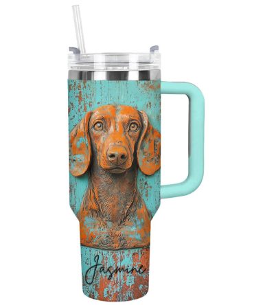 Dachshund Dog Custom Stanley Quencher 40Oz Stainless Steel Tumbler With Handle