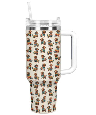 Dachshund Dog Custom Stanley Quencher 40Oz Stainless Steel Tumbler With Handle