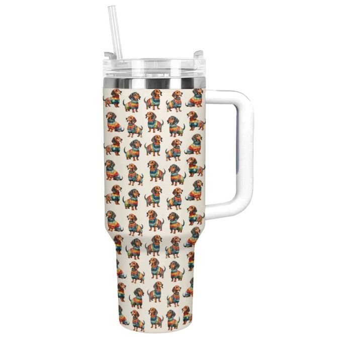 Dachshund Dog Custom Stanley Quencher 40Oz Stainless Steel Tumbler With Handle