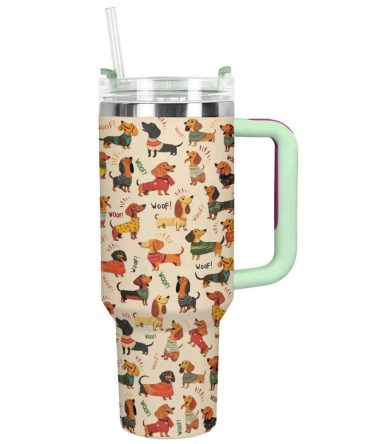 Dachshund Dog Custom Stanley Quencher 40Oz Stainless Steel Tumbler With Handle