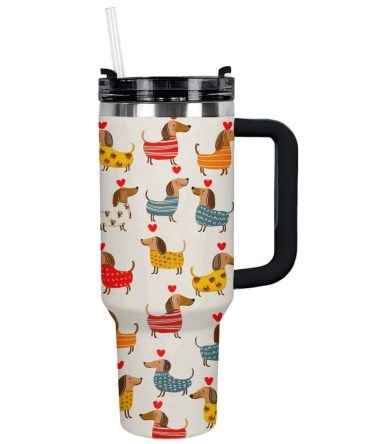 Dachshund Dog Custom Stanley Quencher 40Oz Stainless Steel Tumbler With Handle