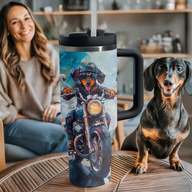Dachshund Dog Custom Stanley Quencher 40Oz Stainless Steel Tumbler With Handle - Image 2