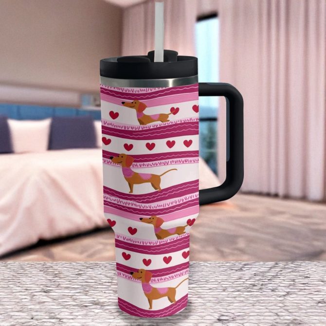 Dachshund Dog Custom Stanley Quencher 40Oz Stainless Steel Tumbler With Handle - Image 4