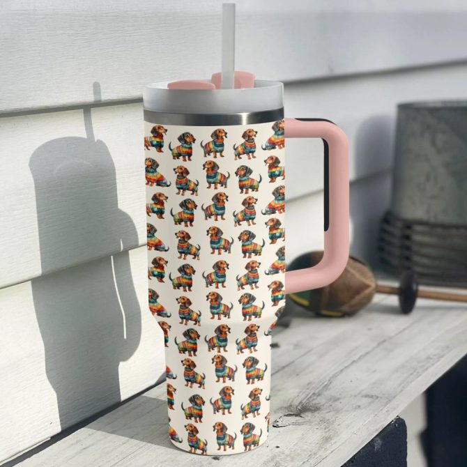 Dachshund Dog Custom Stanley Quencher 40Oz Stainless Steel Tumbler With Handle - Image 2
