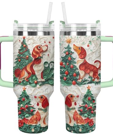 Dachshund Dog Custom Stanley Quencher 40Oz Stainless Steel Tumbler With Handle