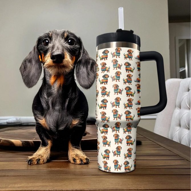 Dachshund Dog Custom Stanley Quencher 40Oz Stainless Steel Tumbler With Handle - Image 4