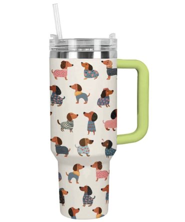 Dachshund Dog Custom Stanley Quencher 40Oz Stainless Steel Tumbler With Handle