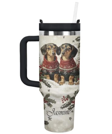 Dachshund Dog Custom Stanley Quencher 40Oz Stainless Steel Tumbler With Handle