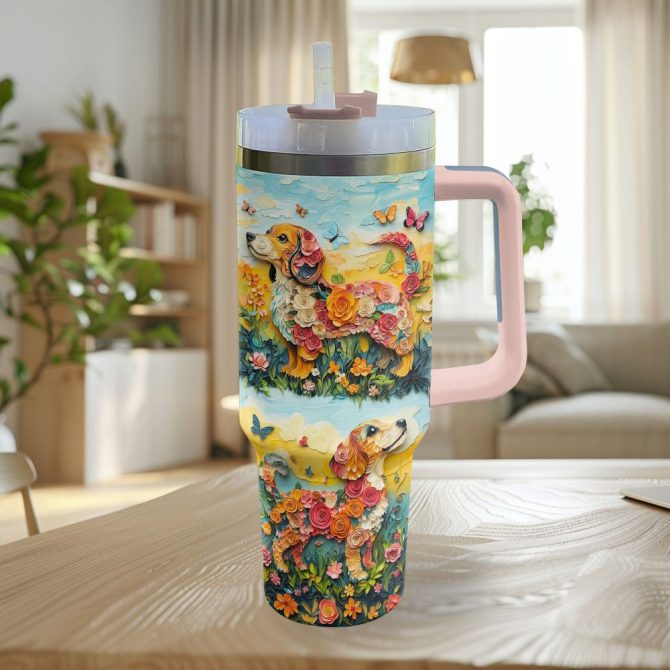 Dachshund Dog Custom Stanley Quencher 40Oz Stainless Steel Tumbler With Handle - Image 4