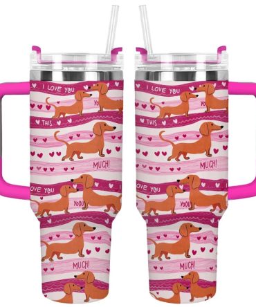 Dachshund Dog Custom Stanley Quencher 40Oz Stainless Steel Tumbler With Handle