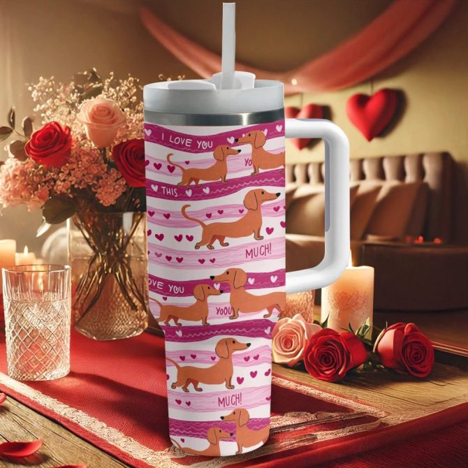 Dachshund Dog Custom Stanley Quencher 40Oz Stainless Steel Tumbler With Handle - Image 3