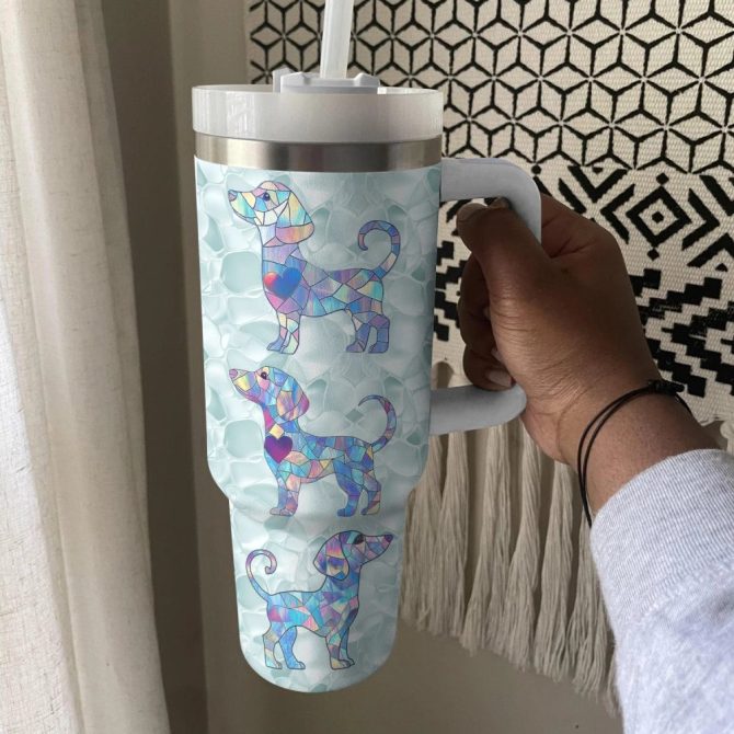 Dachshund Dog Custom Stanley Quencher 40Oz Stainless Steel Tumbler With Handle - Image 4