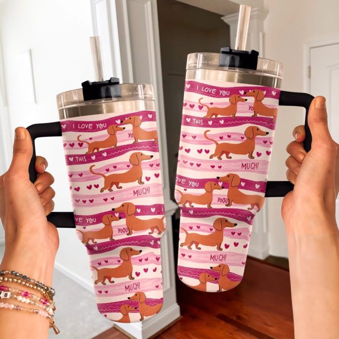 Dachshund Dog Custom Stanley Quencher 40Oz Stainless Steel Tumbler With Handle - Image 4