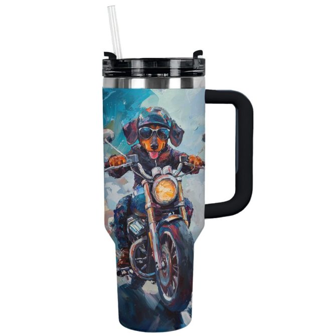 Dachshund Dog Custom Stanley Quencher 40Oz Stainless Steel Tumbler With Handle
