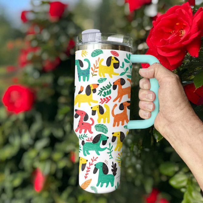 Dachshund Dog Custom Stanley Quencher 40Oz Stainless Steel Tumbler With Handle - Image 3