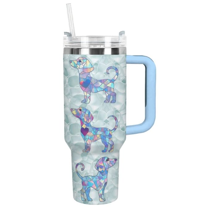Dachshund Dog Custom Stanley Quencher 40Oz Stainless Steel Tumbler With Handle