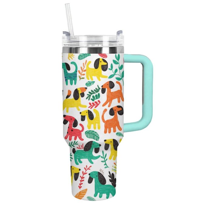 Dachshund Dog Custom Stanley Quencher 40Oz Stainless Steel Tumbler With Handle
