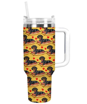 Dachshund Dog Custom Stanley Quencher 40Oz Stainless Steel Tumbler With Handle