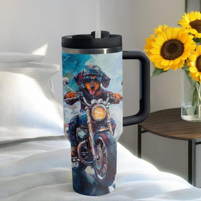 Dachshund Dog Custom Stanley Quencher 40Oz Stainless Steel Tumbler With Handle - Image 4