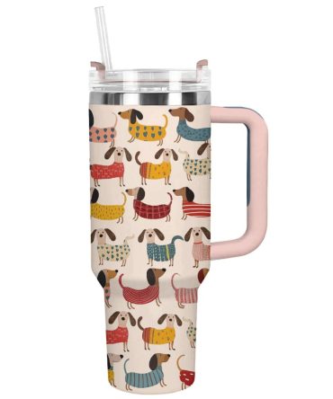 Dachshund Dog Custom Stanley Quencher 40Oz Stainless Steel Tumbler With Handle