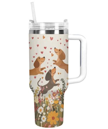 Dachshund Dog Custom Stanley Quencher 40Oz Stainless Steel Tumbler With Handle