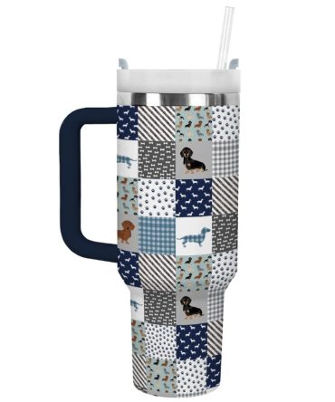 Dachshund Dog Custom Stanley Quencher 40Oz Stainless Steel Tumbler With Handle