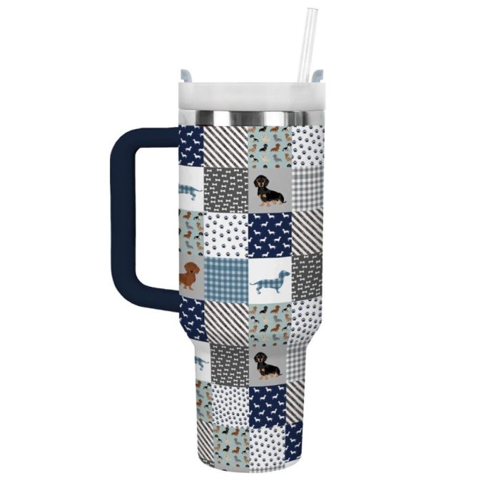 Dachshund Dog Custom Stanley Quencher 40Oz Stainless Steel Tumbler With Handle