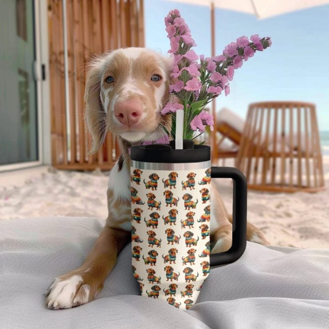 Dachshund Dog Custom Stanley Quencher 40Oz Stainless Steel Tumbler With Handle - Image 3