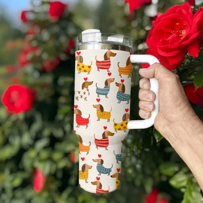 Dachshund Dog Custom Stanley Quencher 40Oz Stainless Steel Tumbler With Handle - Image 4