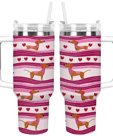 Dachshund Dog Custom Stanley Quencher 40Oz Stainless Steel Tumbler With Handle
