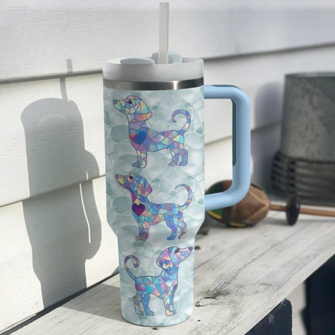 Dachshund Dog Custom Stanley Quencher 40Oz Stainless Steel Tumbler With Handle - Image 2
