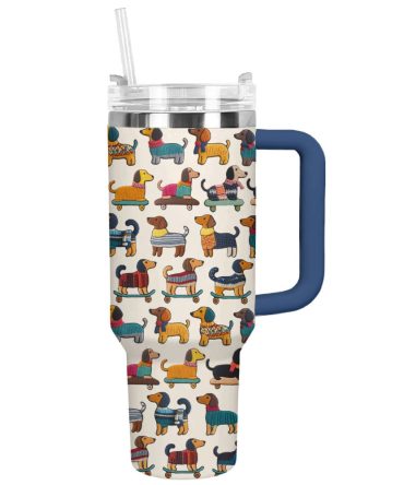 Dachshund Dog Custom Stanley Quencher 40Oz Stainless Steel Tumbler With Handle