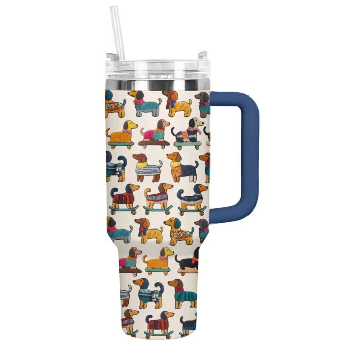 Dachshund Dog Custom Stanley Quencher 40Oz Stainless Steel Tumbler With Handle