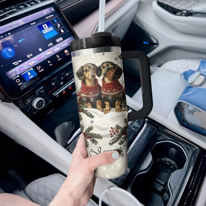 Dachshund Dog Custom Stanley Quencher 40Oz Stainless Steel Tumbler With Handle - Image 4