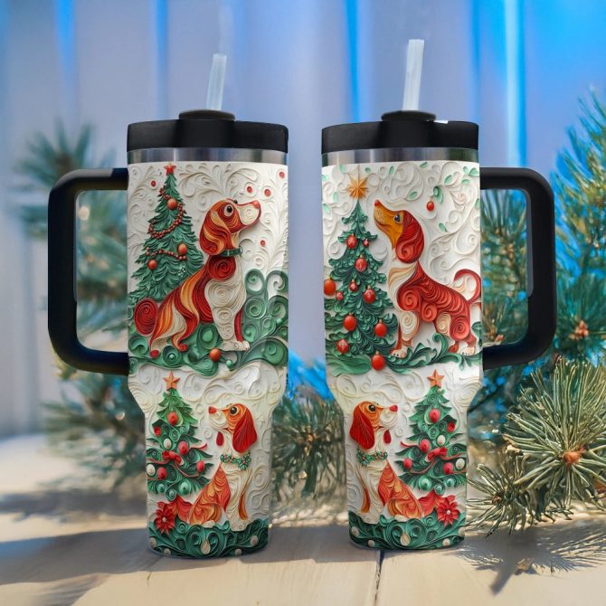 Dachshund Dog Custom Stanley Quencher 40Oz Stainless Steel Tumbler With Handle - Image 3