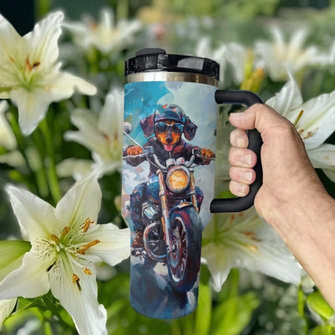 Dachshund Dog Custom Stanley Quencher 40Oz Stainless Steel Tumbler With Handle - Image 3