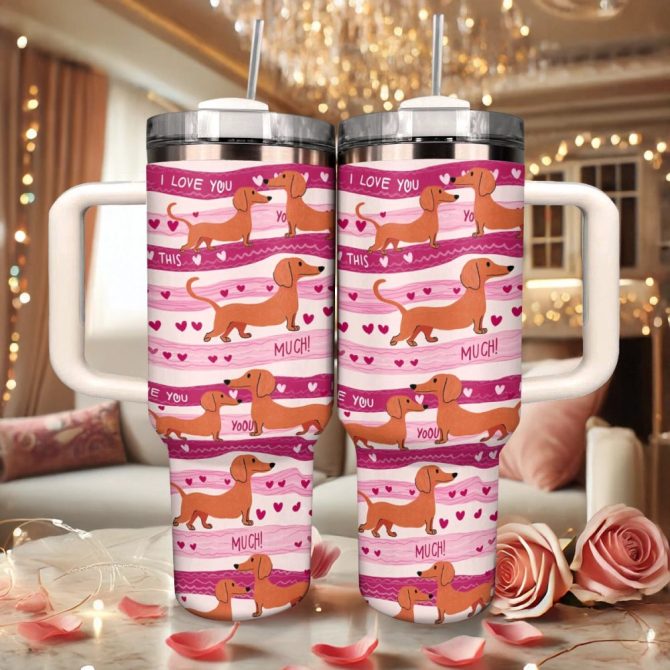 Dachshund Dog Custom Stanley Quencher 40Oz Stainless Steel Tumbler With Handle - Image 2