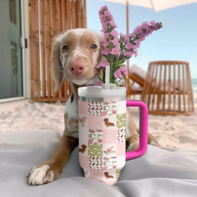 Dachshund Dog Custom Stanley Quencher 40Oz Stainless Steel Tumbler With Handle - Image 3