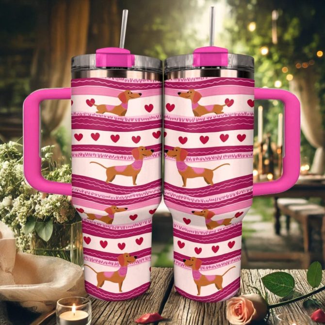 Dachshund Dog Custom Stanley Quencher 40Oz Stainless Steel Tumbler With Handle - Image 3