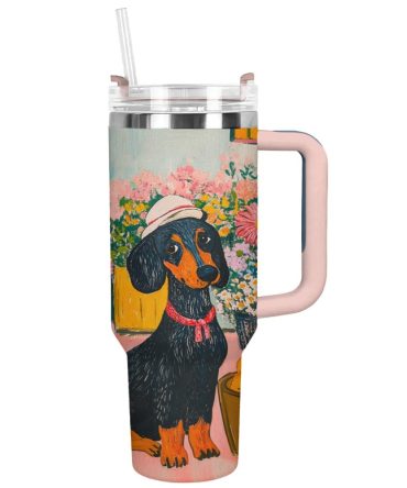 Dachshund Dog Custom Stanley Quencher 40Oz Stainless Steel Tumbler With Handle