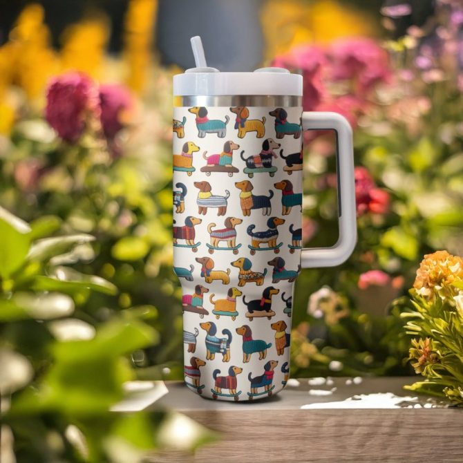 Dachshund Dog Custom Stanley Quencher 40Oz Stainless Steel Tumbler With Handle - Image 3