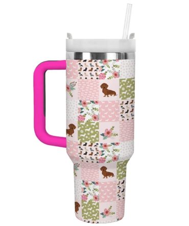 Dachshund Dog Custom Stanley Quencher 40Oz Stainless Steel Tumbler With Handle